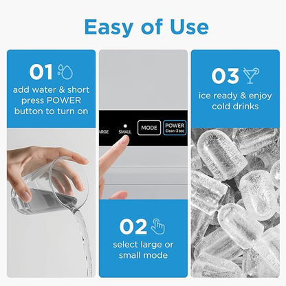 Midea MERI26B1AGY Countertop Bullet-Ice Maker, 8 Ice Bullets Ready in 6 Minutes, 26lbs/24H, Self-Cleaning Function with Ice Scoop and Basket for Home/Office/RV