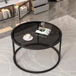 Load image into Gallery viewer, Glass Coffee Table Modern Center Table,Minimalist Round Coffee Tea Table,Simple Tea Cocktail Modern Center Tables, Living Room Tables,Easy Assembly, 27 x 27 x 17 Inch,Black
