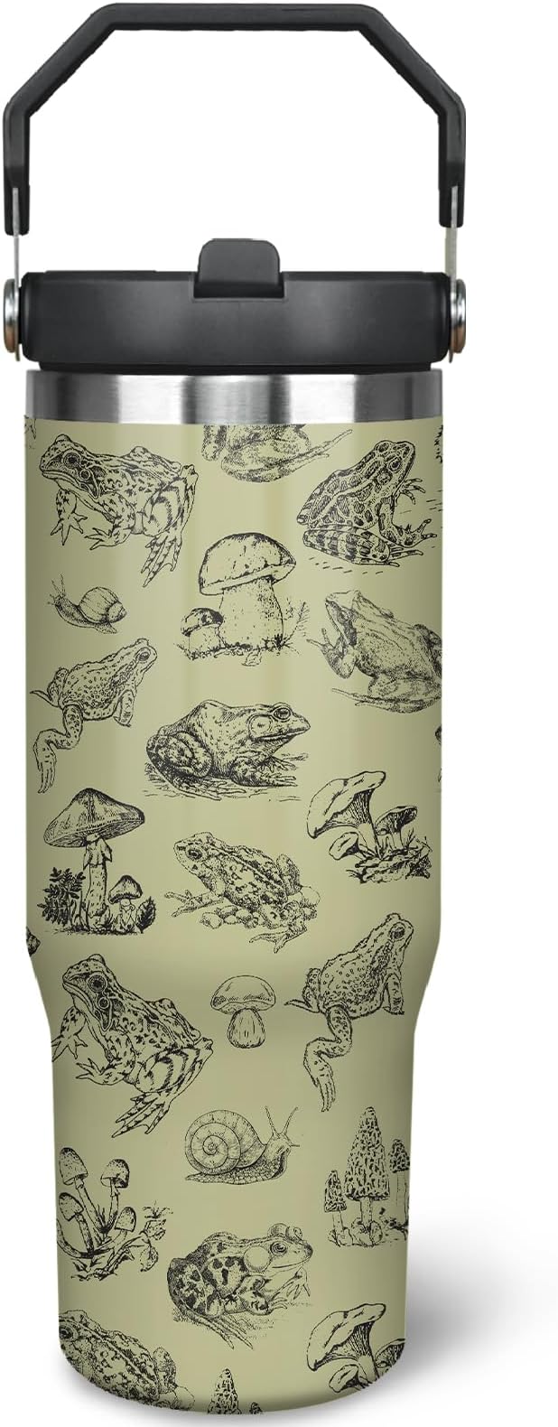 30oz Frog Tumbler with Handle and Straw, Stainless Steel Insulated Frog Cup with Top Handle and Lid, Frog Coofee Mug Gifts for Women Men