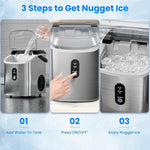 Load image into Gallery viewer, Antarctic Star Nugget Ice Makers Countertop, Portable Ice Maker Machine with Self-Cleaning, 35lbs/24H, Crushed Ice Machine with Handle &amp; Scoop for Home, Kitchen, Office and Camping(Stainless Steel)