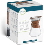 Load image into Gallery viewer, Pour Over Coffee Maker Set with Double-Layer Stainless Steel Filter, Coffee Dripper, Cork Lid and Leather Collar Holder - High Heat Resistance Borosilicate Glass Carafe, Great Gift Idea (37 oz)