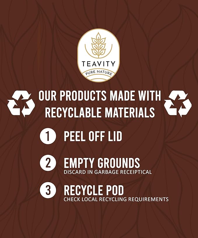 Organic Ginger Tea Pods for Keurig with Unsweet Black Tea for K Cup Brewing - Ginger Black Tea by Teavity (24 Tea Pods)