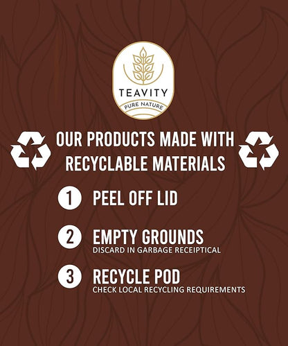 Organic Ginger Tea Pods for Keurig with Unsweet Black Tea for K Cup Brewing - Ginger Black Tea by Teavity (12 Tea Pods)