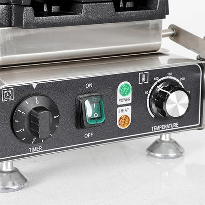 Commercial Vertical Stuffler Waffle Maker, Non-Stick Vertical Design Pouring Waffle Baker Machine With 122-572℉ Temp Range and Time Control, Teflon-Coated Baking Pan Stainless Steel Body 110V