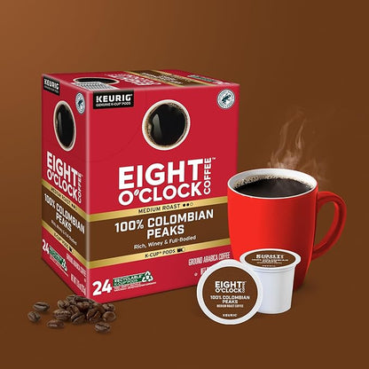 Eight O'Clock Coffee Colombian Peaks Keurig Single-Serve K-Cup Pods, Medium Roast Coffee, 96 Count (Pack of 4)