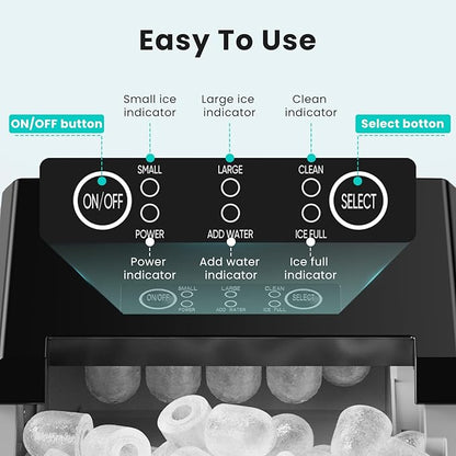 OLIXIS Ice Maker Machine with Handle,26lbs in 24Hrs,9 Ice Cubes in 6 Mins,Auto-Cleaning Portable Ice Maker with Basket and Scoop, Countertop Ice Maker for Home/Kitchen/Camping/RV, Sleek Black