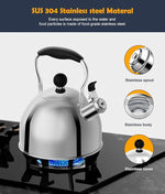 Load image into Gallery viewer, Tea Kettle, 2 Quart Stainless Steel Whistling Tea Kettle, Stovetop Whistling Teakettle Tea Pots for Stove Top with Ergonomic Folding Handle, Small Teapot, Water boiler for Tea, Coffee (Silver)