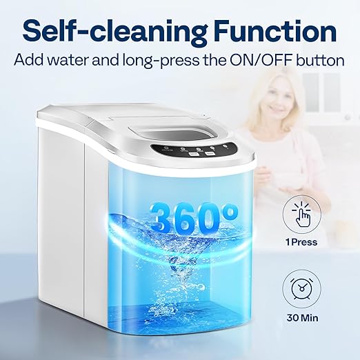 VIVOHOME Countertop Ice Maker 26lbs/Day 9 Ice Cubes in 6 Mins Ice Maker Machine with Hand Scoop and Self Cleaning Ice Cube Maker Red