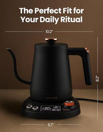 Load image into Gallery viewer, Vianté Electric Gooseneck Kettle with Precise Temperature Control. Pour Over Coffee &amp; Tea Kettle. Boil-Dry Protection &amp; Keep Warm Function. Stainless Steel, BPA-Free. Includes V60#2 Filters. 0.8L