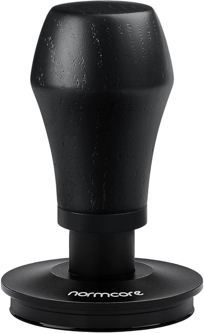 Normcore 58.5mm Espresso Coffee Tamper V4 - Spring Loaded Tamper With Titanium PVD Coating Ripple Base -15lb / 25lb / 30lbs Replacement Springs, Genuine Black Oak Wood Handle