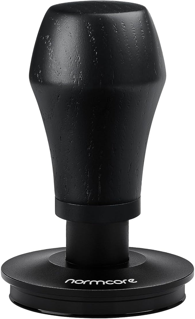 Normcore 58.5mm Espresso Coffee Tamper V4 - Spring Loaded Tamper With Titanium PVD Coating Ripple Base -15lb / 25lb / 30lbs Replacement Springs, Genuine Black Oak Wood Handle