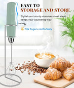 Load image into Gallery viewer, YUSWKO Milk Frother Handheld for Coffee with Stand, Rechargeable Drink Mixer with 3 Heads 3 Speeds Electric Coffee Frother Whisk, Gift for Many Occasions and Festival