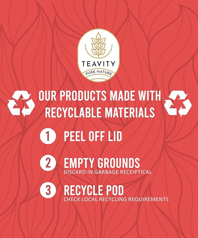 Organic Raspberry Apple Black Tea Pods for Keurig - Naturally Caffeinated Fruit Tea by Teavity (36 Tea Pods)