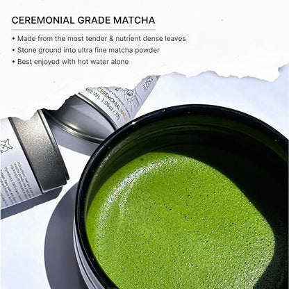 FKRO Organic Ceremonial Grade Matcha Green Tea Powder | 1st Harvest, Single Origin, Single Saemidori Cultivar | Flown in Fresh from Japan Every Month (30g/1.06oz) Tin