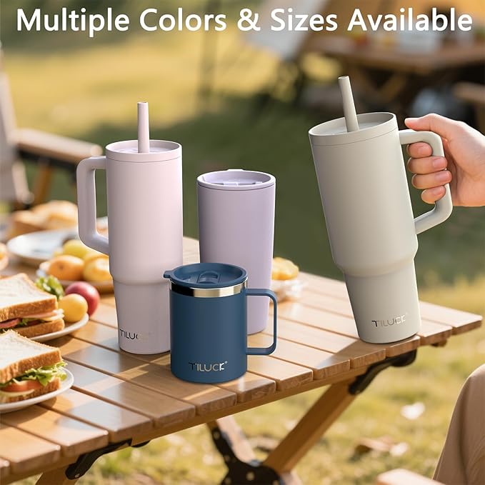 TILUCK 30 oz Tumbler with Handle, Vacuum Insulated Stainless Steel Travel Mug with 100% Leak-Proof Silicone Straw Lid, Cupholder Friendly Water Bottle(Cactus, 30oz)