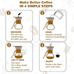 Load image into Gallery viewer, Pour Over Coffee Maker with Reusable Stainless Steel Drip Filter, Lead-Free Borosilicate Glass Coffee Carafe with Modern Wooden Collar for 1-2Cup, Diamond Clear (400ml/13.5oz)