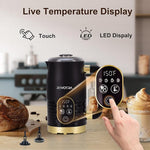 Load image into Gallery viewer, Milk Frother with LED Touchscreen &amp; Temp Display, 4-in-1 Electric Milk Steamer for Hot &amp; Cold Foam, Adjustable Temperature, Silent Frothing, Non-Stick Coating for Coffee, Latte, Hot Chocolate