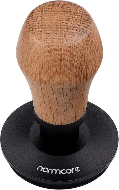 Normcore 53.3mm Espresso Tamper V4 - Spring Loaded With Titanium PVD Coating, Ripple Base - 15lbs/25lbs/30lbs Replacement Springs, Coffee Tamper With Genuine Oak Wood Handle