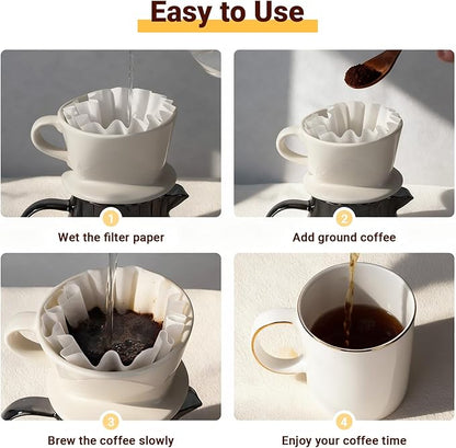 Segarty 200 Count Coffee Filter Disposable, 1-2 Cup Small Paper-made Basket Filters, 6.1in White Liners Filters for Pour Over Maker Dripper, Suitable Coffee Bar Accessories for Home, Office, Cafeteria