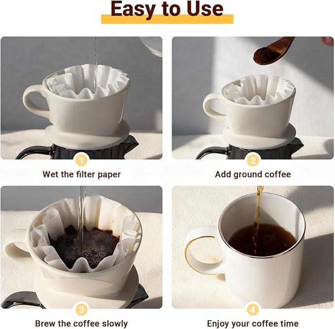 Segarty 150 Count Paper Basket Coffee Filters Disposable, 6.1in 1-2 Cup White Paper Filter, Ideal Pour Over Maker Basket Dripper Liners for Home, Office, Cafeteria Use, Suitable for Most Coffee Maker