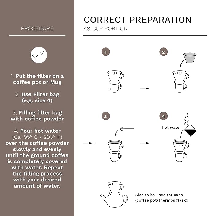 Creano Porcelain Coffee Dripper Stone Grey - Ceramic Cone Brewer - Pour Over Coffee Maker for Filter Bags Size 4 - Easy Manual Brew for pure taste - also for Camping, Hiking