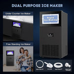 Load image into Gallery viewer, Upgraded Commercial Ice Maker - 130LBS/24H with 35LBS Storage Bin, 15" Wide Frosted Black Undercounter/Freestanding Ice Machine for Home Bar &amp; Outdoor Use - Produces 45 Ice Cubes