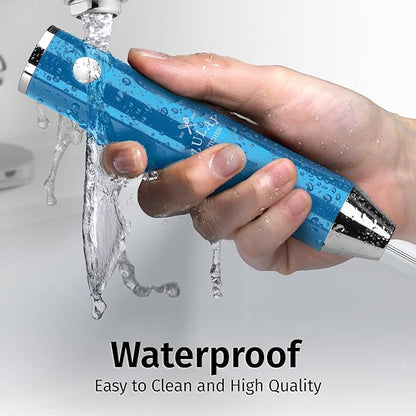 Zulay Kitchen Lux Rechargeable Milk Frother Handheld - Powerful 2-Speed Motor, Fully Waterproof, 2000mAh Battery - Drink Mixer For Latte, Cappuccino, Matcha, Protein Powder - Metallic Blue