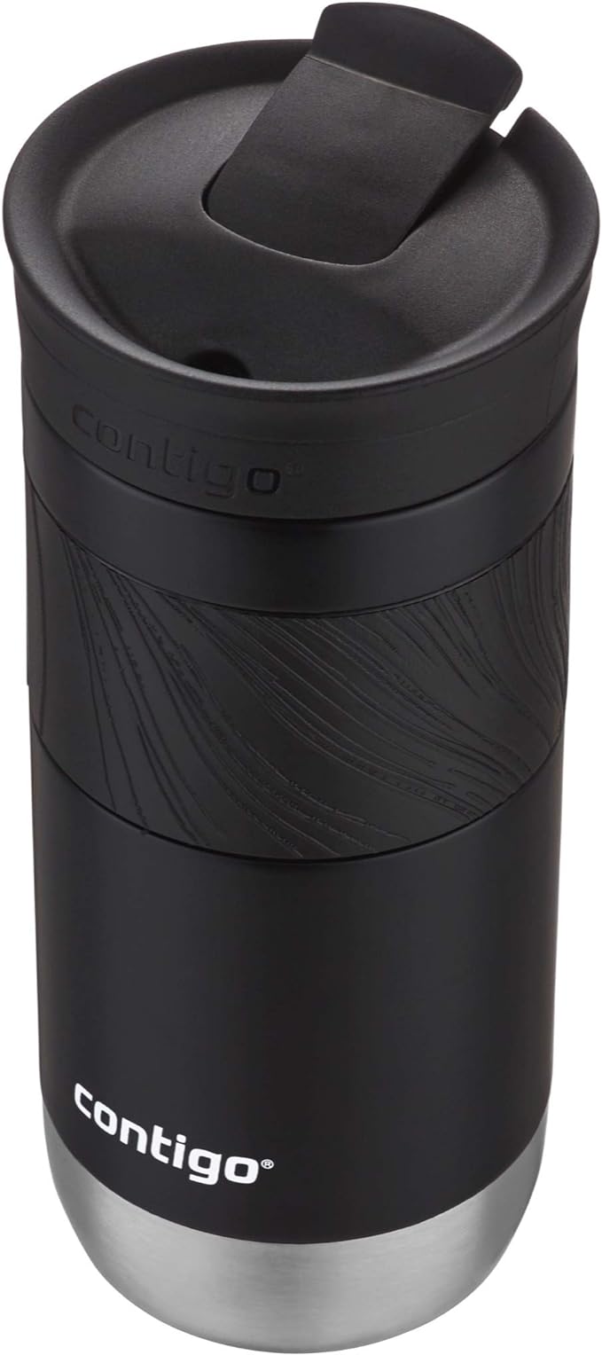 Contigo Byron Vacuum-Insulated Stainless Steel Travel Mug with Leak-Proof Lid Reusable Coffee Mug or Water Bottle BPA-Free 16oz Licorice Keeps Beverages Hot for 6 Hours or Cold for 12 Hours