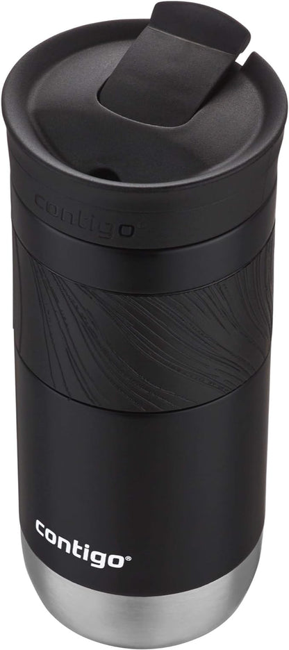 Contigo Byron Vacuum-Insulated Stainless Steel Travel Mug with Leak-Proof Lid Reusable Coffee Mug or Water Bottle BPA-Free 16oz Licorice Keeps Beverages Hot for 6 Hours or Cold for 12 Hours
