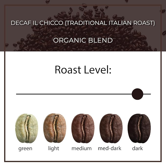The Bean Organic Coffee Company Water Processed DECAF IL Chicco (Traditional Italian Roast), Dark Roast, Whole Bean Coffee, 5-Pound Bag