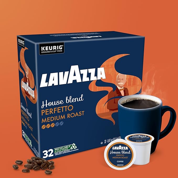 Lavazza House Blend Perfetto, Single-Serve Keurig K-Cup Pods, Medium Roast Coffee, 32-Count Box