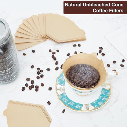 Coffee Filters 4 Cone Paper, 100 Count Unbleached-Disposable Pour Over Coffee Filter for Drip Coffee Maker, Coffee Paper Filters 8-12 Cup, Cone Coffee Filters 04