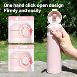 Load image into Gallery viewer, 17 oz / 500 ml Insulated Water Bottle, Stainless Steel Thermo Coffee Travel Mug, Thermal Cup with Snap Flip Lid, BPA Free for Hot and Cold Drinking, Pink