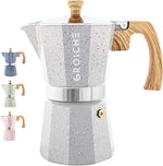 Load image into Gallery viewer, GROSCHE Milano Moka pot, Stovetop Espresso maker, Greca Coffee Maker, Stovetop coffee maker and espresso maker percolator (Grey, 9 cup)