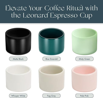 Folk Ceramics Leonard Ceramic Espresso Cups | Modern Stackable Demitasse Mugs for Espresso | Thick Walled, Handleless, Durable, Dishwasher & Microwave Safe | Set of 2, 3oz | Fog Grey