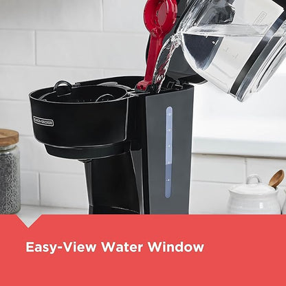 BLACK+DECKER 12-Cup Coffee Maker with Easy On/Off Switch, Easy Pour, Non-Drip Carafe with Removable Filter Basket, Vortex Technology, Black