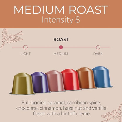 Camilla’s Heritage - Intensity 8 Flavored Espresso Coffee Variety Pack (Caribbean Spice, Cinnamon, Hazelnut, Chocolate, Caramel & Vanilla Espresso Cups) 60 Coffee Pods