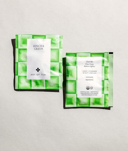 Art of Tea | Organic Sencha Green Tea Bags | 50 Eco Friendly Pyramid Tea Bag Sachets
