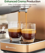 Load image into Gallery viewer, Maestri House 20 Bar ULKA Pump Espresso Machine, Compact Espresso Maker Built-in Flow Meter Steam Milk Frother, Stainless Steel Coffee Machine for Cappuccino, Latte, Rose Golden