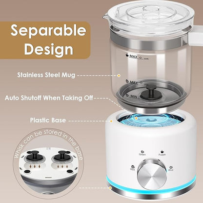 Milk Frother, 16.9 OZ Milk Frother and Steamer, 4 in 1 Electric Milk Frother Dishwasher Safe, Durable Silent Working Frother for Coffee, Hot and Cold Foam Maker, White Glass