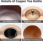 Load image into Gallery viewer, 67.6oz Copper Teapot, Tea Kettle For Stovetop Safe, Classic Non-Coating Pure Copper Tea Set with Stainless Steel Tea Ball For Loose Leaf, Large and Solid Tea Pot For 4-6 Cups (2000ml)