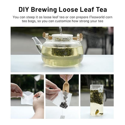 iTeaworld Tieguanyin-Green Oolong tea loose leaf - Natural Orchid Fragrance Authentic Fujian Anxi Tieguanyin 100g - Whole Tea leaves Oolong Tea for Health with 20 Empty Tea Bags, 3.5oz