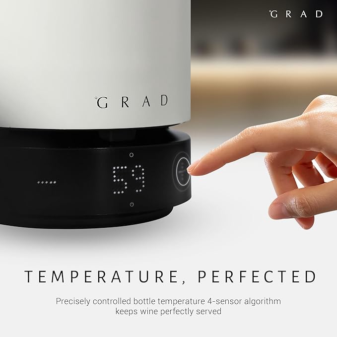 Grad No.1 Wine Cooler – Portable & Rechargeable Wine Cooler with Precise Temperature Control (41-69°F),Scandinavian Design, Silent Operation, Long Battery Life – Luxury Wine Accessory for Home