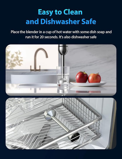 2025 New 1000W Handheld Immersion Blender Handheld – 25-Speed, Stainless Steel, Hand Blender, Corded Hand Mixer with Heavy-Duty Copper Brushless Motor & Gift Box