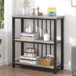 Load image into Gallery viewer, FOLUBAN 3 Tier Bookshelf, Short Bookcase for Small Space, Modern Wooden and Metal Book Shelf for Living Room Bedroom Office (Light Grey Oak)