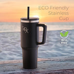 Load image into Gallery viewer, SIPX™ 40 oz Insulated Tumbler with Handle &amp; Straw – Vacuum Insulated Stainless Steel, Leakproof, Cupholder Friendly – Perfect for Iced Coffee, Water &amp; Travel – Black