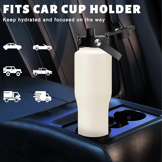 40 32 oz Water Bottle Insulated - with Straw & Auto Chug Lid, Paracord Handle, Metal Water Bottle Carrier Bag, Keep Cold and Hot Travel Coffee Cup Fit for any Car Cup Holder