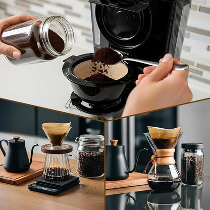 #4 Cone Coffee Filters 8-12 Cup, 200 Count Unbleached Natural Coffee Paper Filters, No Blowout, Disposable Coffee Filter for Pour Over and Drip Coffee Maker