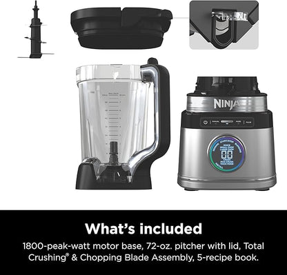 Ninja TB201 Detect Power Blender Pro, BlendSense Technology, For Smoothies, Shakes & More, 1800 Peak Watts, 72 oz. Pitcher, Blender, Black