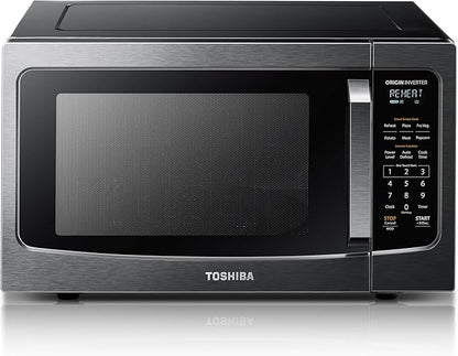 TOSHIBA ML-EM45PIT(BS) Countertop Microwave Oven with Inverter Technology, Kitchen Essentials, Smart Sensor, Auto Defrost, 1.6 Cu.ft, 13.6" Removable Turntable, 33lb.&1250W, Black Stainless Steel